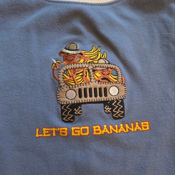 Vintage 1990s Y2K Gymboree monkey Let's Go Bananas blue shorts romper - Picture 3 of 5